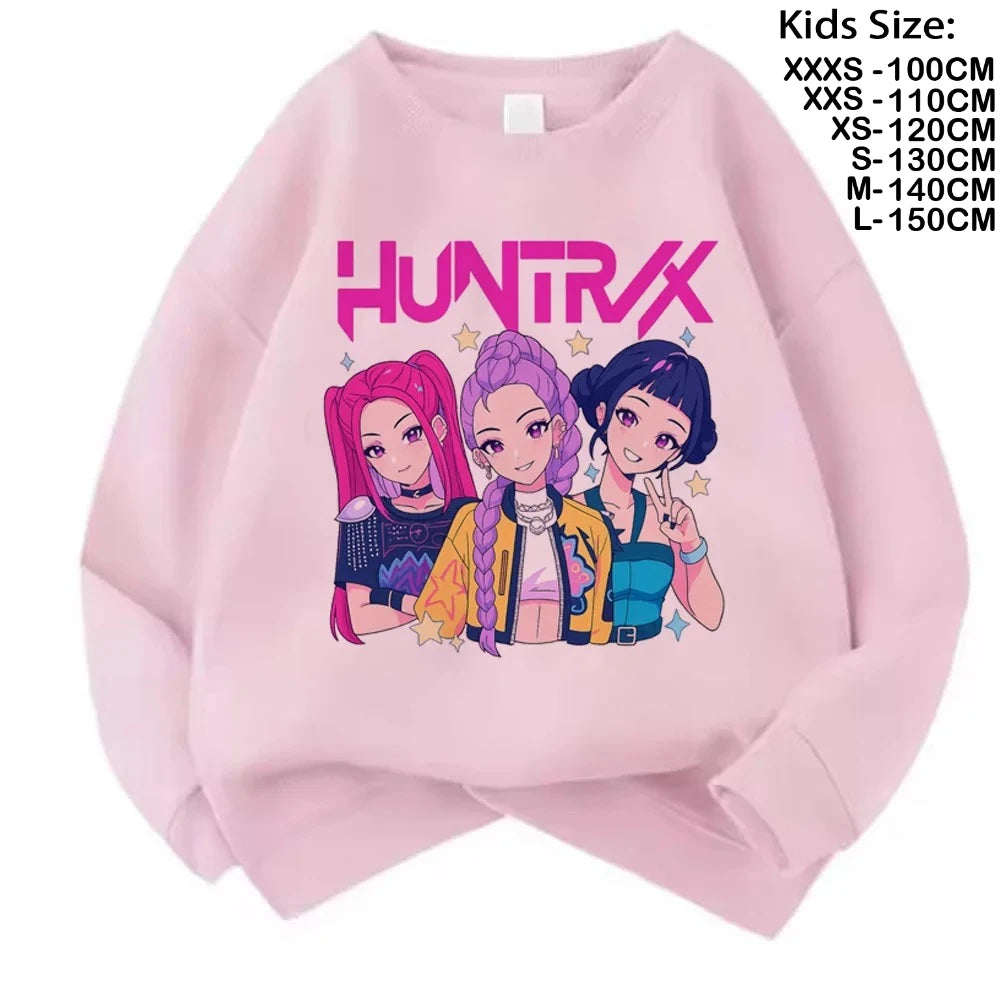 Movie Fans Gift Hoodie Girls Kids Huntrix Kpop Demon Hunters Children's Sweatshirt Cute Tiger Harajuku Hoody for Boys Girls