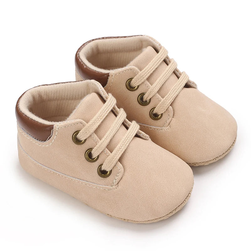 Newborn Baby Shoes Classic Leather Soft Soles Non Slip Toddler Walking Shoes for Boys and Girls 0-18M First Step Walking Shoes
