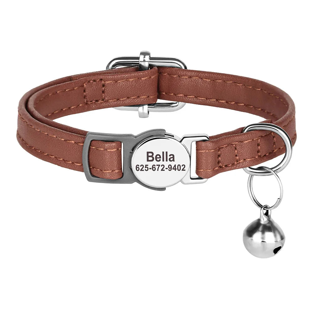 Cute Breakaway Personalized Kitten Cat Collar & Bell Safety Buckle Quick Release Custom Engraved Name ID Tag
