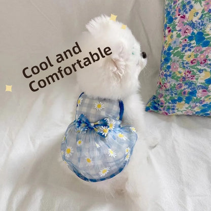 Breathable High-Value Dog Vest Summer Teddy Small Medium Dog Mesh Clothes Cool Feeling Functional Pet Clothing Daisy Pattern