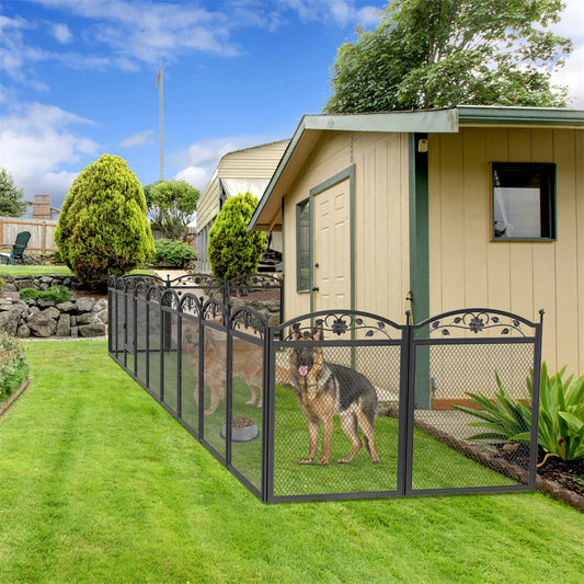 8-panel heavy-duty metal dog playpen with waterproof pad, ideal for indoor and outdoor use by I YAN.