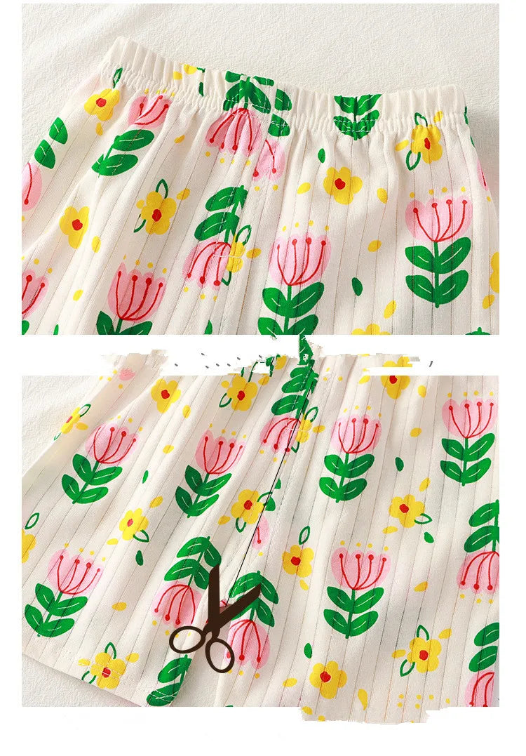 Kids' summer clothing set by I YAN, includes short sleeve T-shirt and shorts for boys and girls, made of soft cotton.