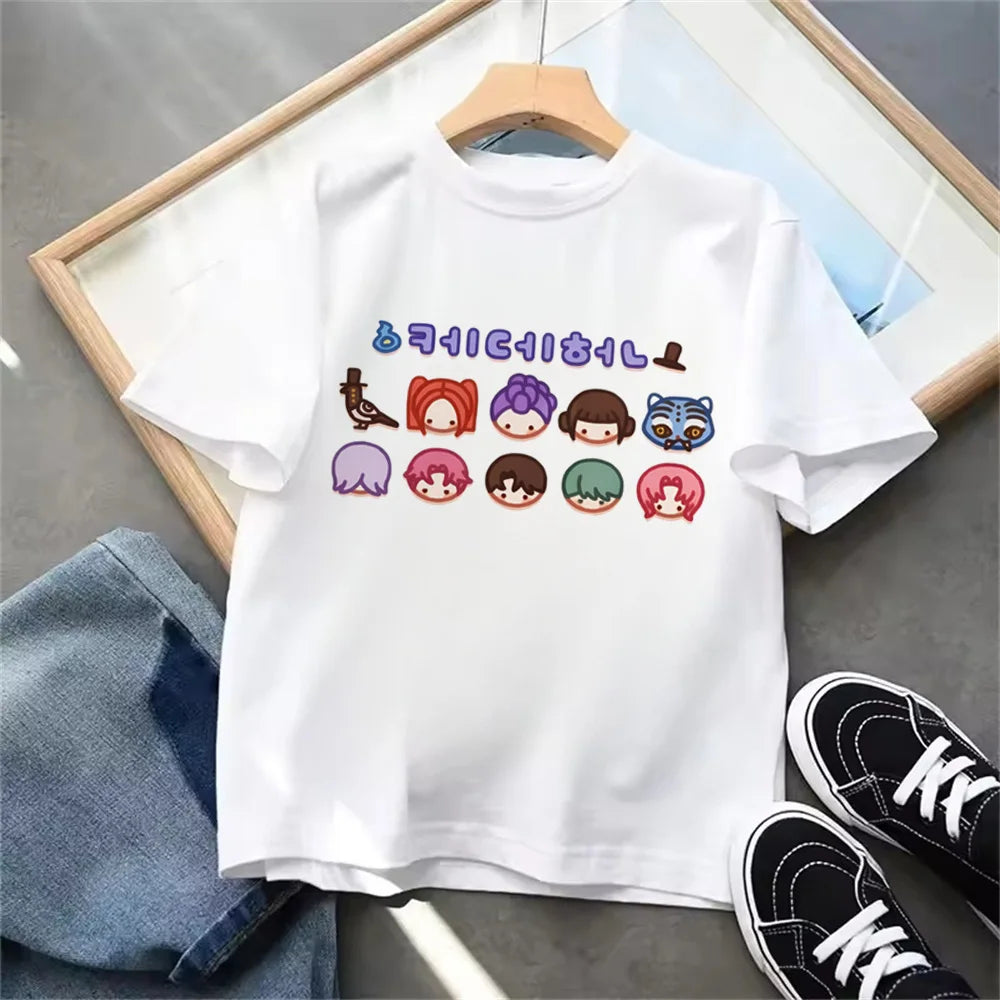 Summer 2025 New KPop Demon Hunters Kids Girls Boys T-shirt Children's Clothing T Shirt Casual O-Neck Short Sleeve Tops