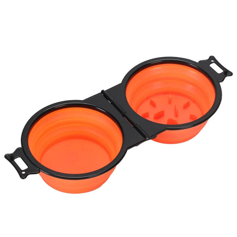 I YAN 2-in-1 foldable pet feeding bowl for dogs and cats, portable outdoor travel water and food bowl for pets