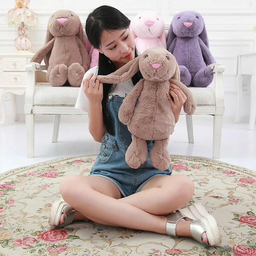 Soft personalized Shy Bunny plush toy from I YAN with custom embroidered name, 40cm rabbit doll for gifting.
