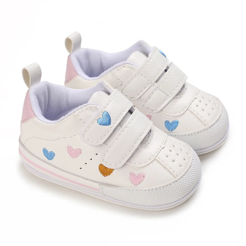 Cute infant baby girl crib shoes by I YAN with soft soles, prewalker sneakers for toddlers aged 0-18 months.