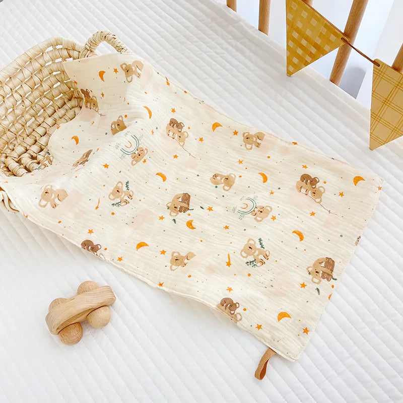 I YAN cotton muslin baby face towel and burp cloth, soft infant washcloth and drooling bib for newborns and young children.