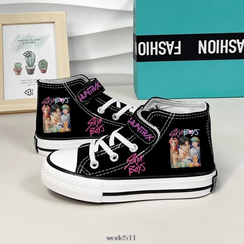 Children's Canvas Sneakers KPop Demon Hunters Fashion Student Shoes Boys Girls Outdoor Sport Shoes Sneakers Kids Casual Shoes