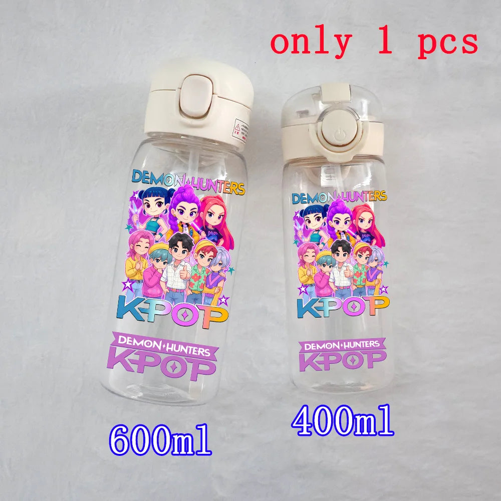 400ML-600ML Animated Movie K-Pop: Demon Hunters HUNTR/X Plastic Large Capacity Water Cup Bottle Gourde Drinking Bottle Gifts