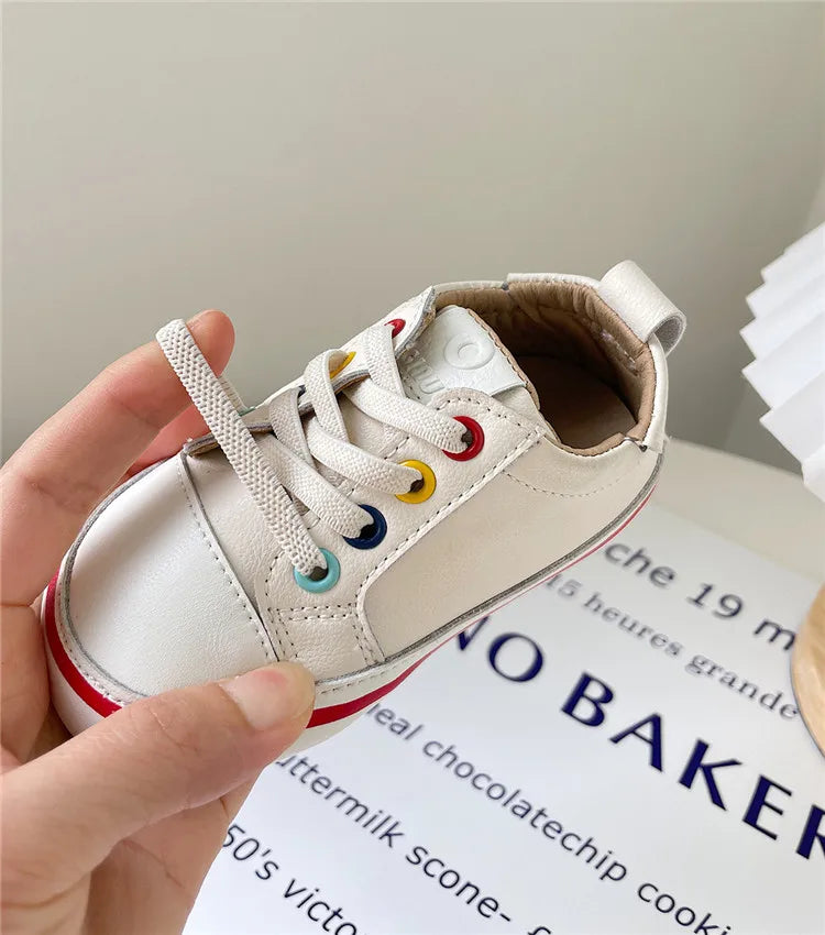 Spring/Autumn Baby Shoes Leather Toddler Boys Barefoot Shoe Soft Sole Girls Outdoor Tennis Fashion Little Kids Sneakers