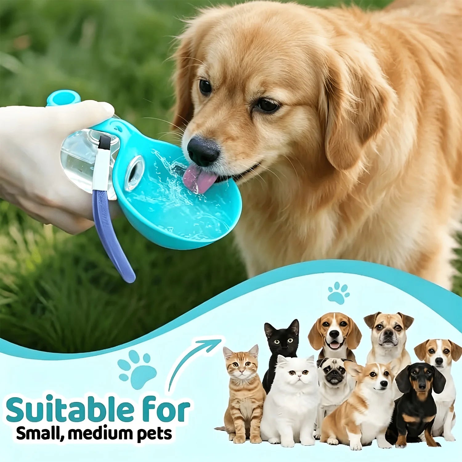 Portable Pet Water Bottle with Detachable Bowl,Cute Ball Shape Dog Water Bottle - Leak-Proof & Compact Dog Travel Water Bottle -Stainless Steel Bottle & Silicon,Portable Pet Travel Water Dispenser with Wrist Strap