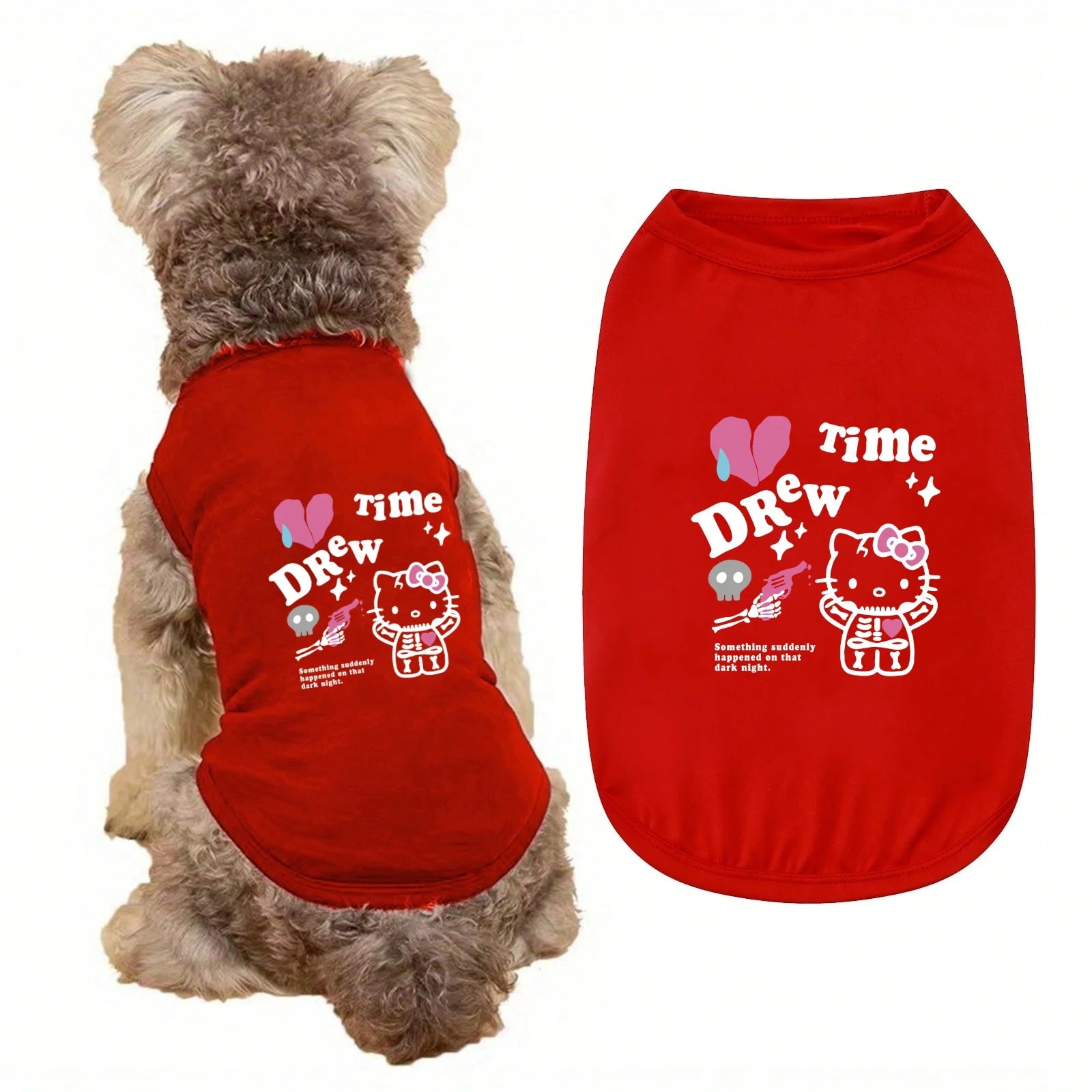 Fashion Printed Pet Tank Top,Hello Kitty Drew Time Printed Pet Sleeveless T-shirt