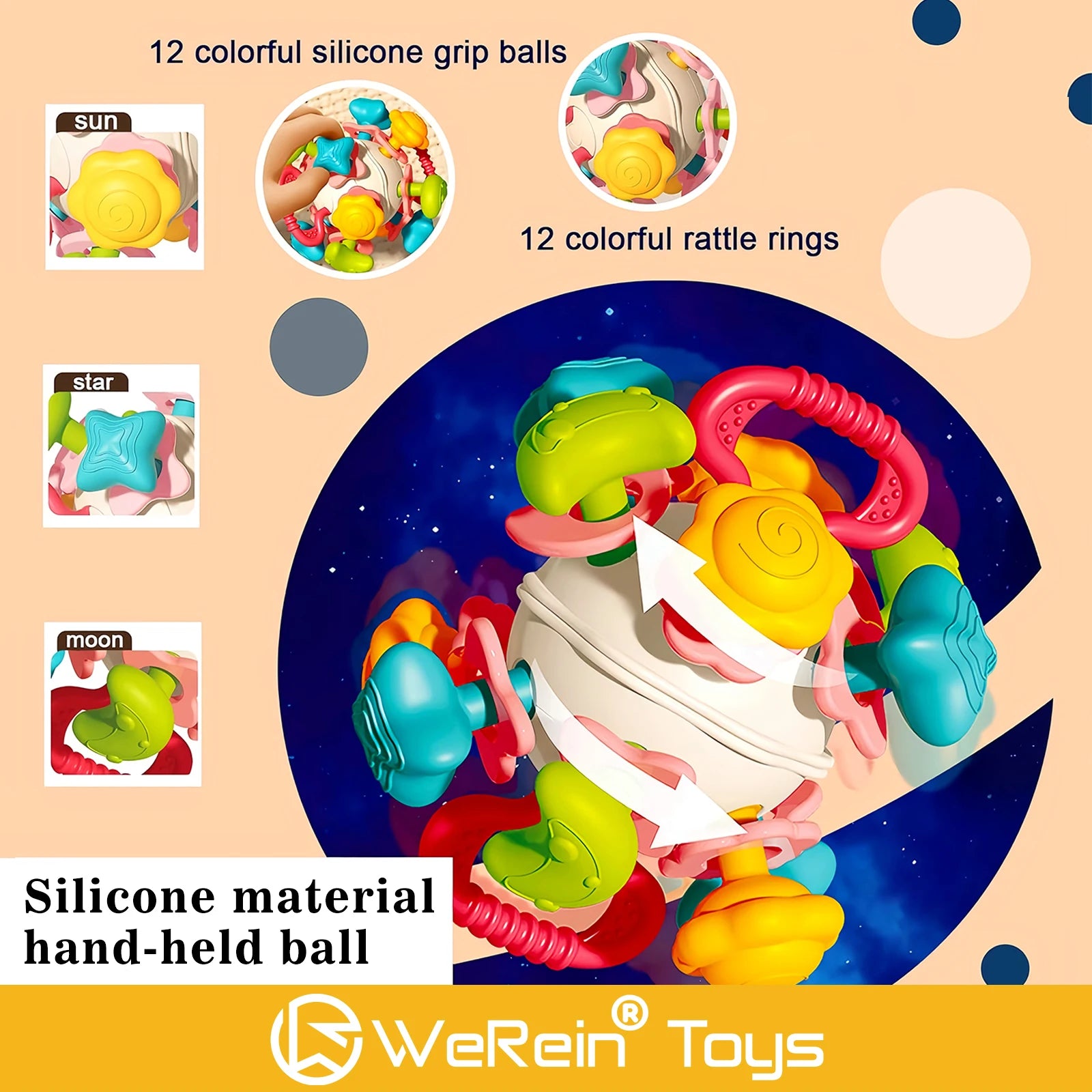 Planet Theme Manhattan Ball – Baby Teething & Grabbing Sensory Toy - I YAN