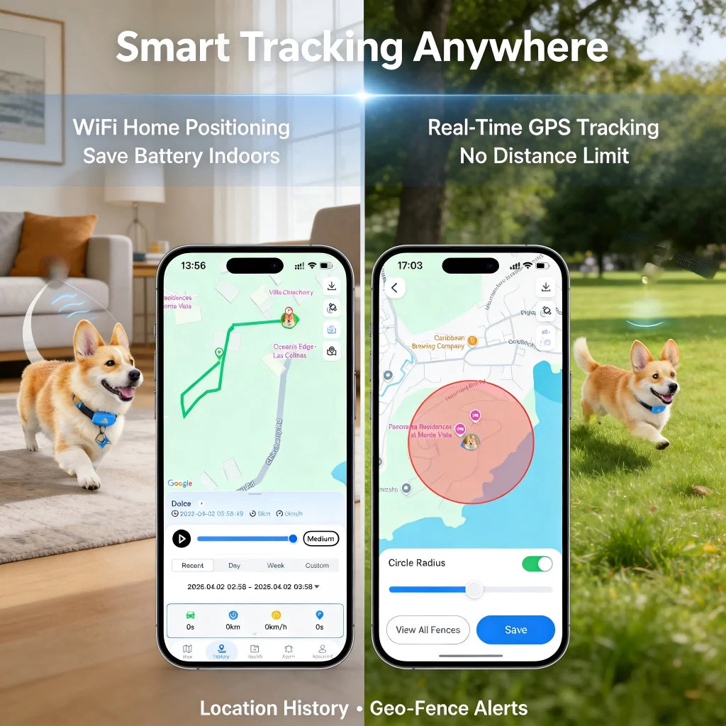 GPS Pet Tracker Plan Required 4G Built-in SIM with Real-Time Tracking, WiFi Home Positioning, IP67 Waterproof for Dogs & Cats