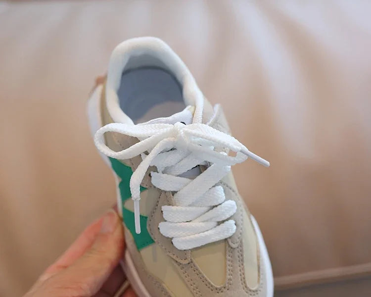 Children's Spring New Leather Upper Sneakers Kids Non-Slip Casual Shoes Boys Girls Soft Sole Students Tennis Toddler Sport Shoes