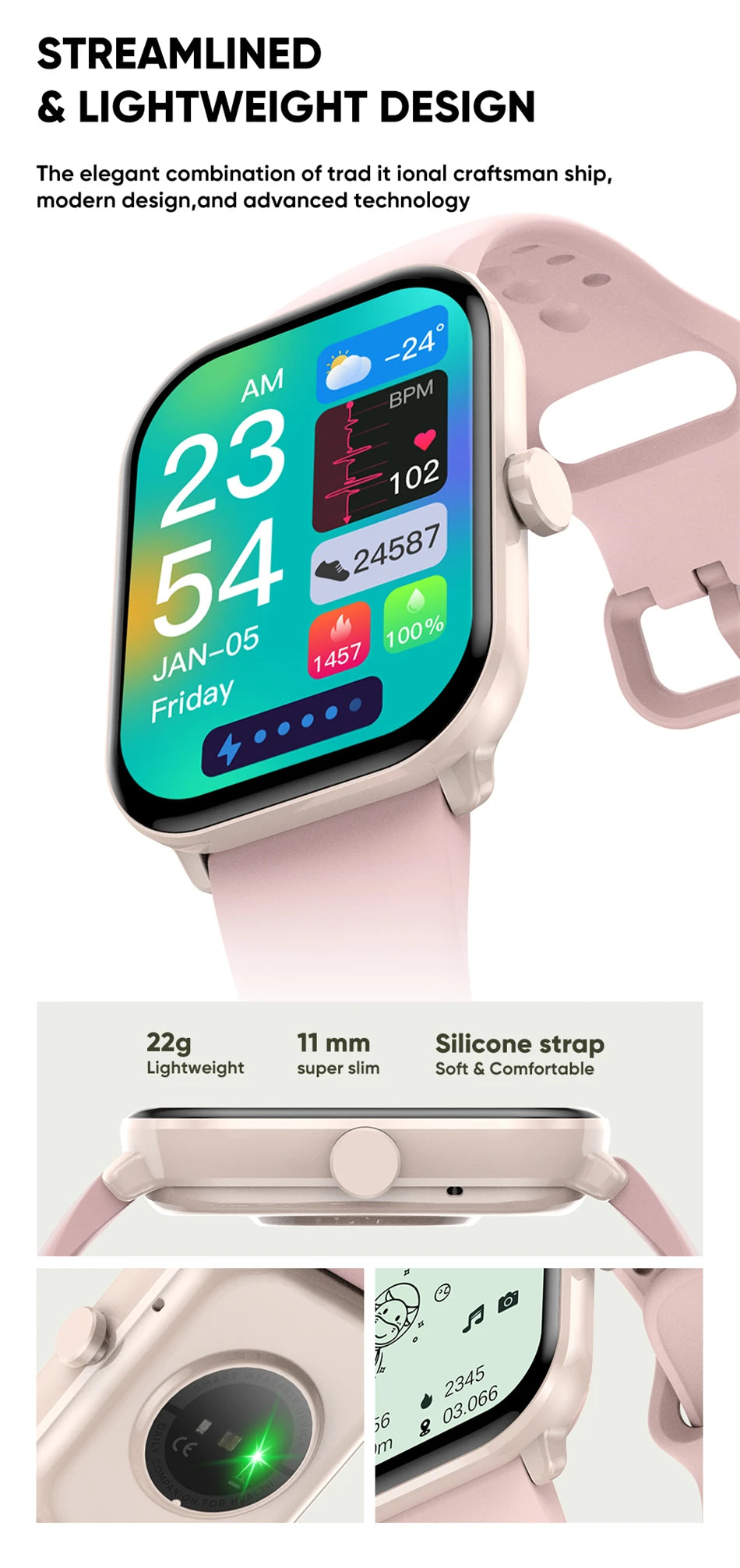 Watch 5 Global Version Men Women AMOLED Screen Always Show Time Heart Rate Bluetooth Call GPS Track Waterproof Sports Smartwatch