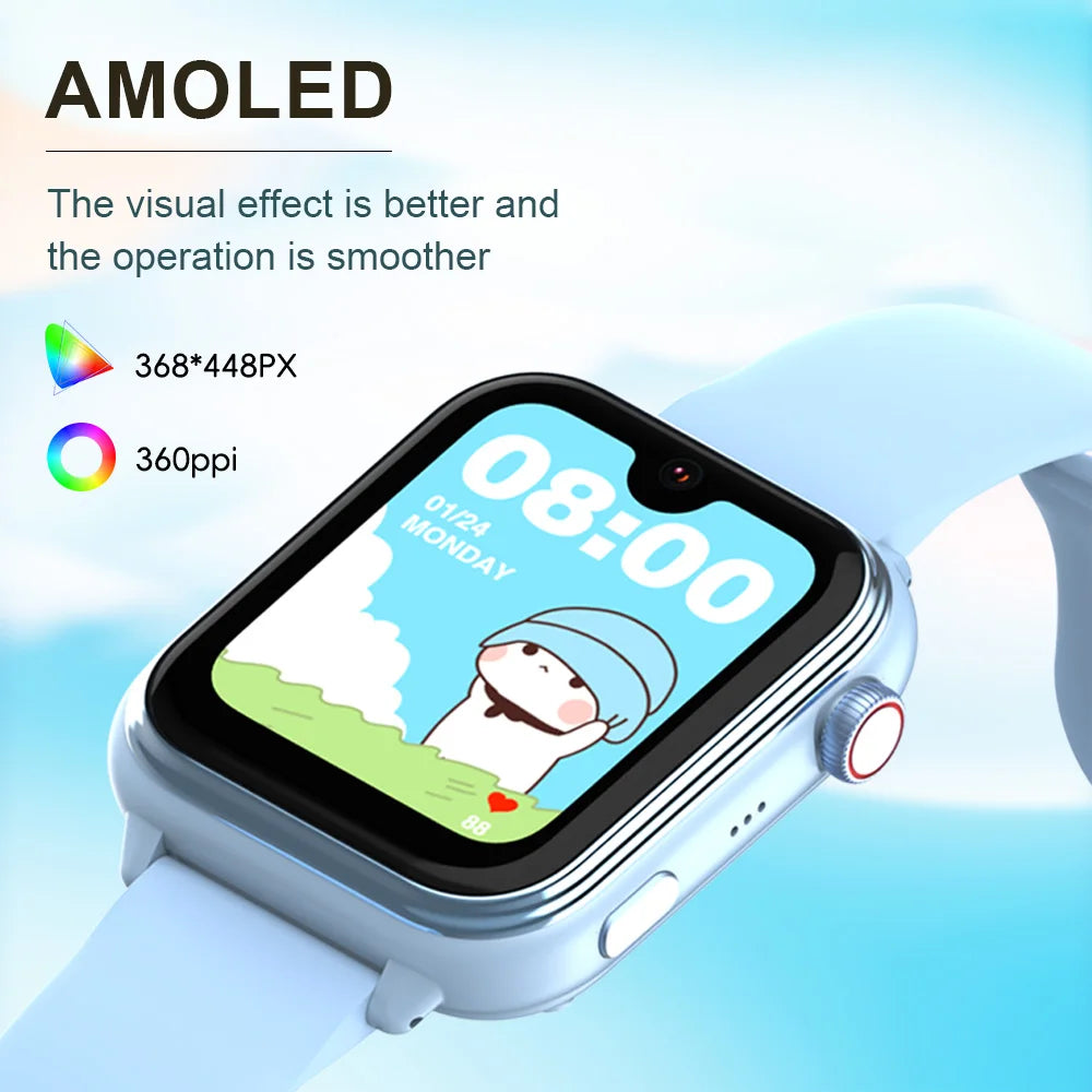 Wonlex KT37 Kids Smart Watch AI Voice Assistant GPS WiFi Location Tracker SOS Alert Video Call WhatsApp Smart Watch for Children