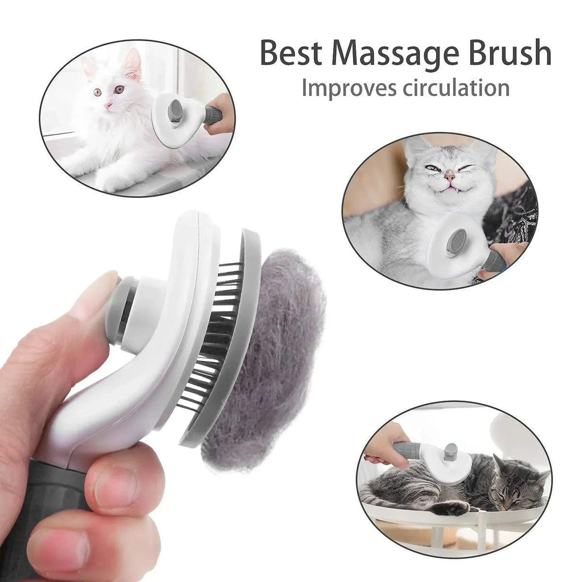 I YAN self-cleaning pet brush for dogs and cats, grooming comb with dematting tool for shedding and hair removal.