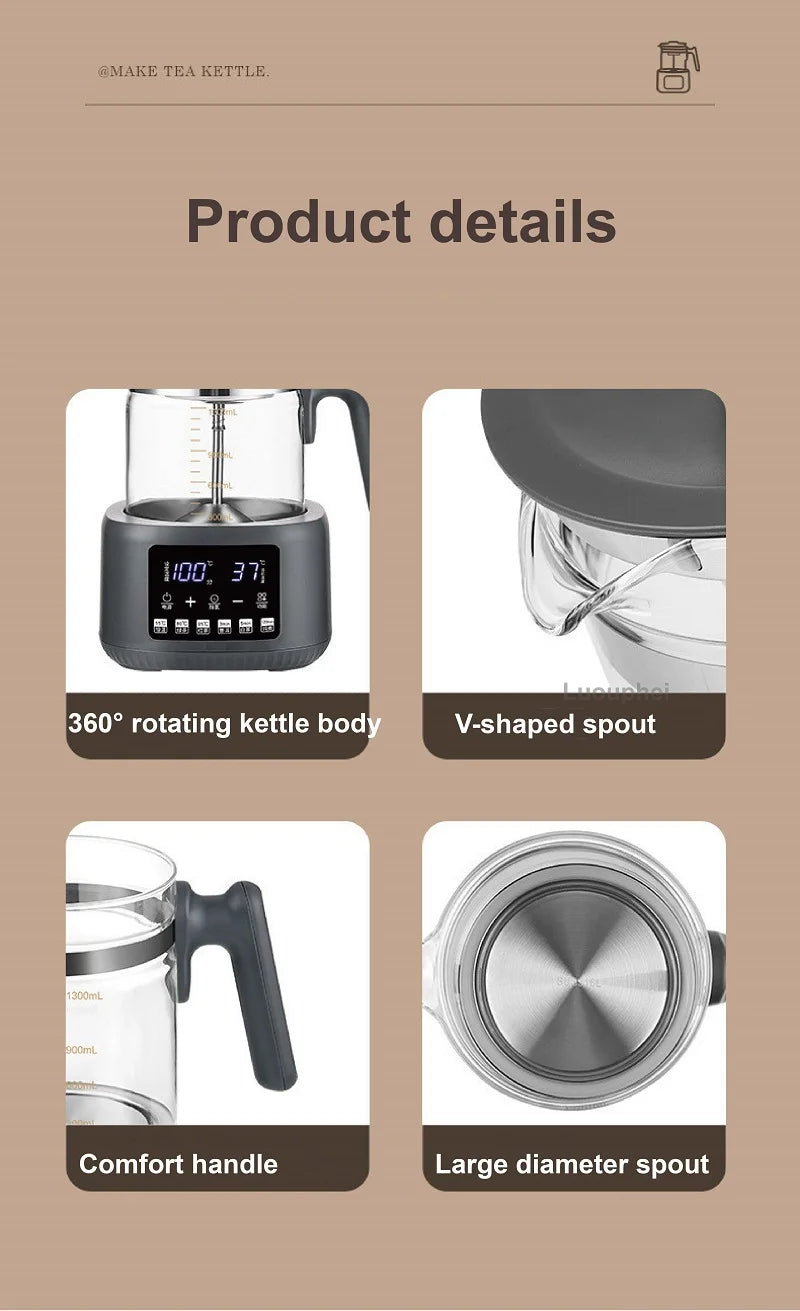 1.3L Tea Maker Baby Constant Temperature Milk Regulator Steam Spray Office Tea Kettle Multifunctional Electric Kettle 220V