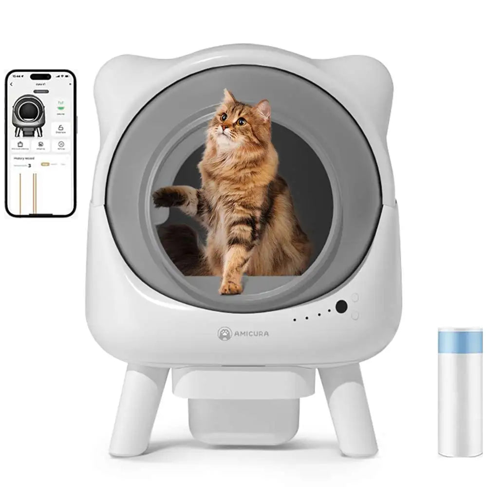 Amicura Cura X1 Automatic Cat Litter Box Self-Cleaning with App Control, Safety Sensor, Easy to Clean Electric Cat Litter Tray