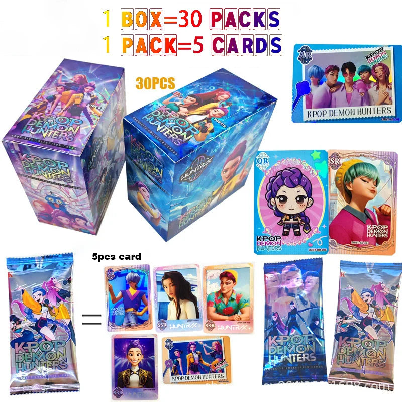 150pcs Kpop Demon Hunters Collectible Cards Warriors Fans Laser Trading Card Set Premium Flash Cards Fans Kids Gift