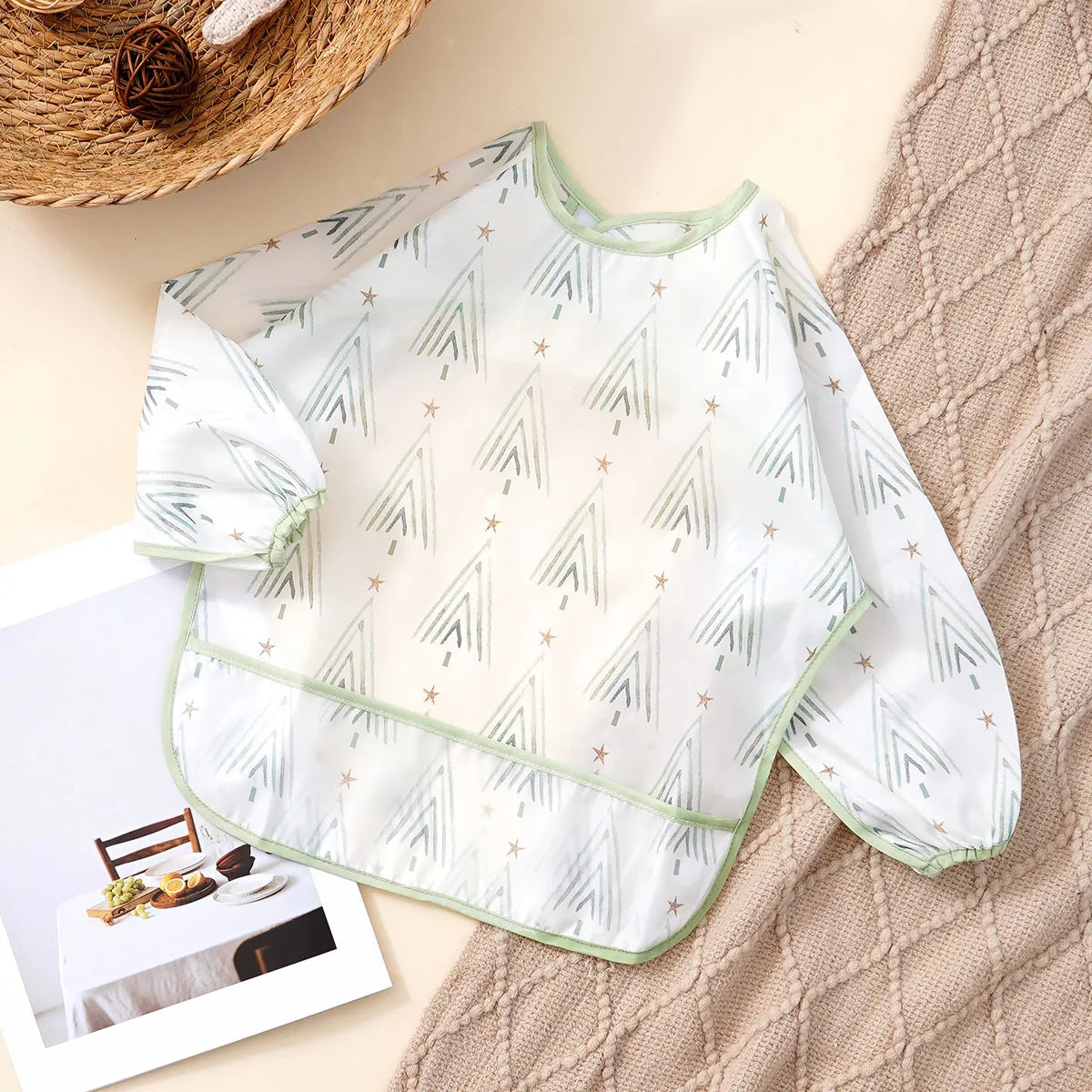 Elinfant 1PC Long Sleeve Bibs, Waterproof Feeding Bibs,Washable Burp Cloth,Coveralls Bibs,Easy To Clean,Wash-Free Eating Bibs