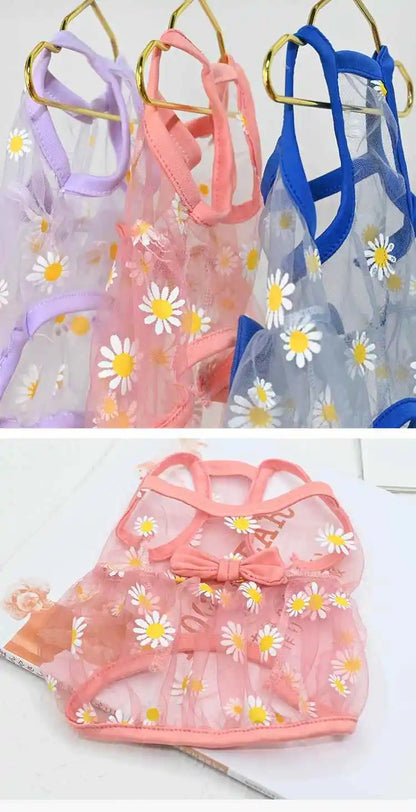 Breathable High-Value Dog Vest Summer Teddy Small Medium Dog Mesh Clothes Cool Feeling Functional Pet Clothing Daisy Pattern
