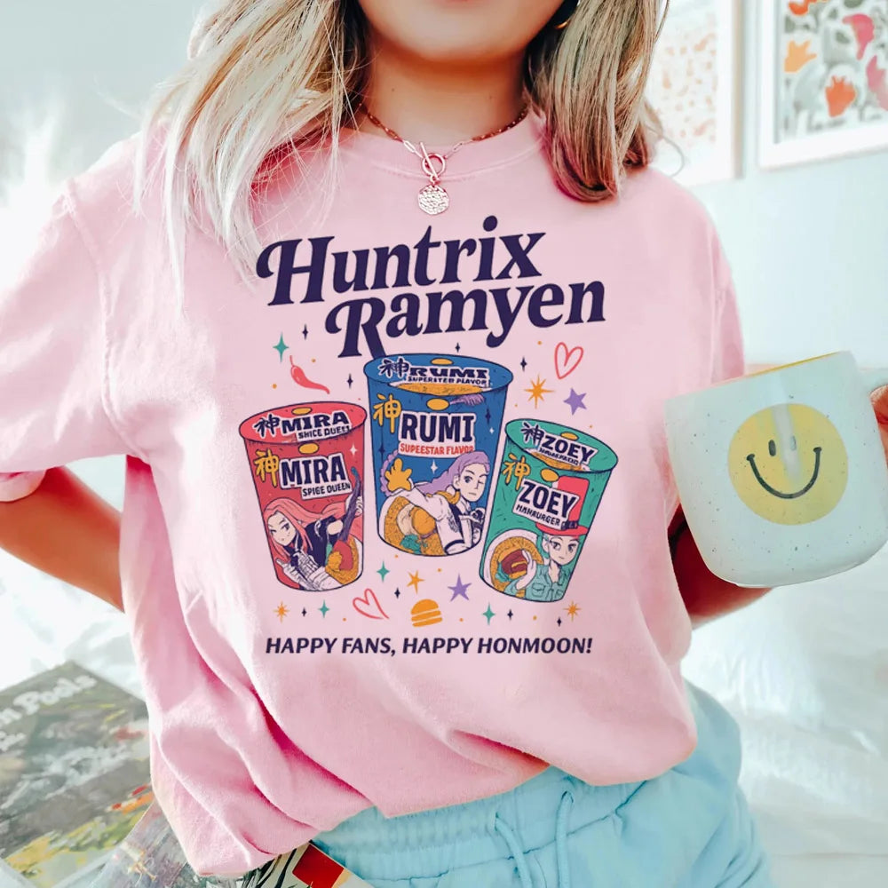 Anime KPop Demon Hunters T-shirt Tops for Children Casual Loose Girl Boy Clothing Round Neck Short Sleeve Street Style T-shirts