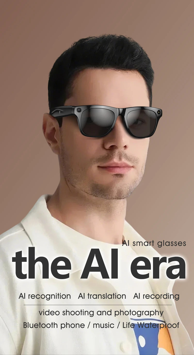 4K HD AI Smart Glasses 800w Pixel Multifunctional Camera Bluetooth Call Voice Assistant Music Player Smart Translation ﻿