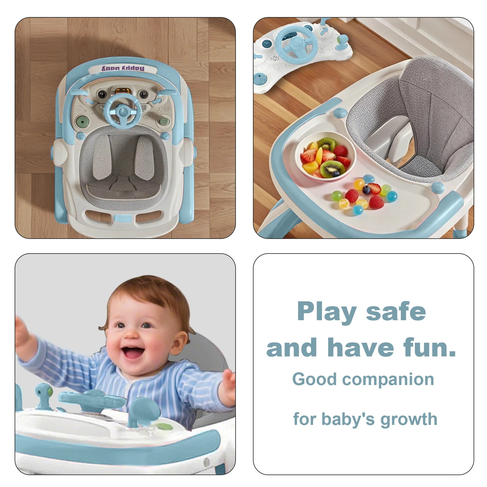 I YAN 5-in-1 baby infant walker with learning toy, anti-rollover design, multifunctional, no battery needed, suitable for infants.