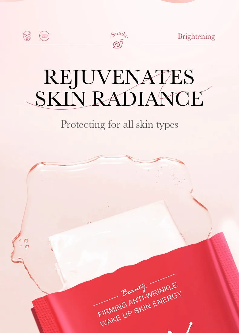 5/10 PCS Korean Snail Mucin Sheet Mask Hydrating Repair Brightening Anti-Aging Wrinkle Moisturizing Gel Face Mask for All Skin