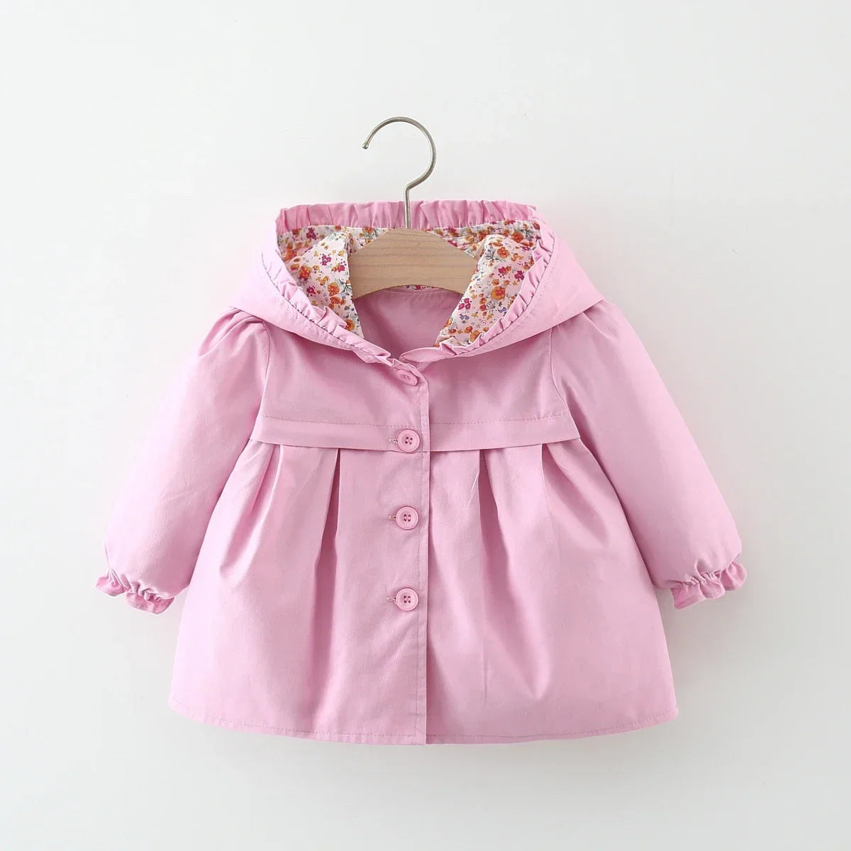 Newborn Baby Girl Clothes Spring And Autumn Solid Color Baby Girl Coat Simple Girl'S Windbreaker