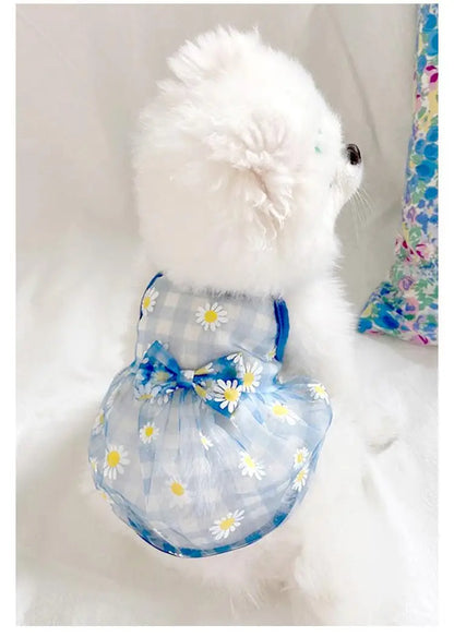 Breathable High-Value Dog Vest Summer Teddy Small Medium Dog Mesh Clothes Cool Feeling Functional Pet Clothing Daisy Pattern
