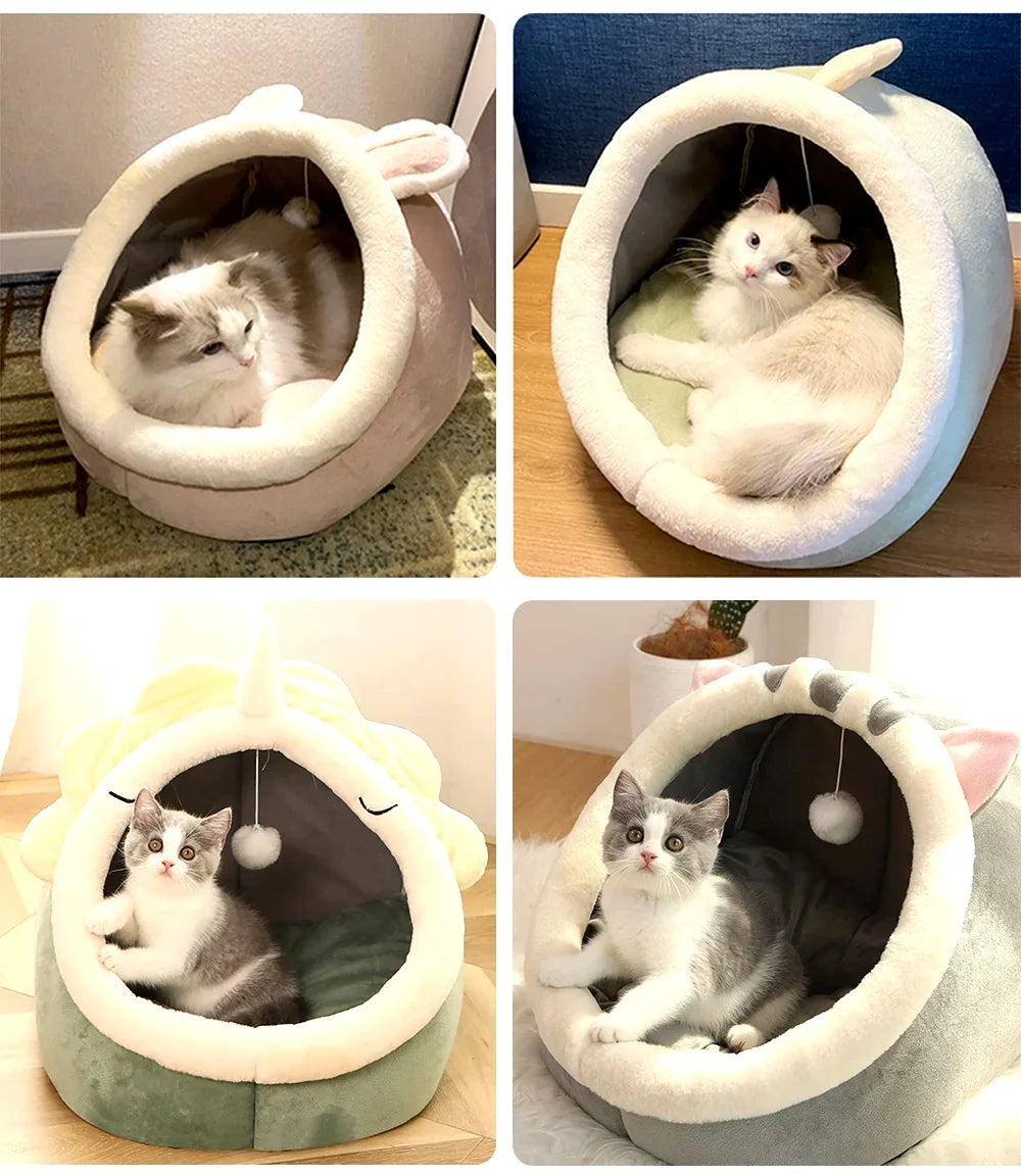 Deep Sleep Cat Bed Cartoon Pet Bed Foldable Removable Washable Pet Sleeping Bed for Small Dog Mat Bag Cave Cats Bed