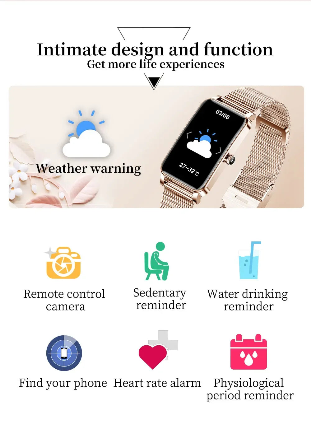 Women's Luxury Smartwatches Connect Phone Interactive Music Full Touch Smart Watches Weather Reminder Custom Wallpaper Smartband
