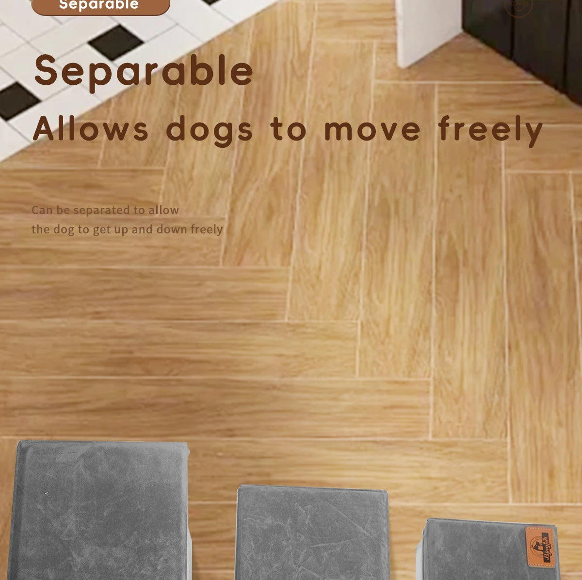 Pet Staircase Designed for Puppies, Senior Dogs, and Injured Dogs. It Has Three Levels and Offers Ample Internal Storage Space.