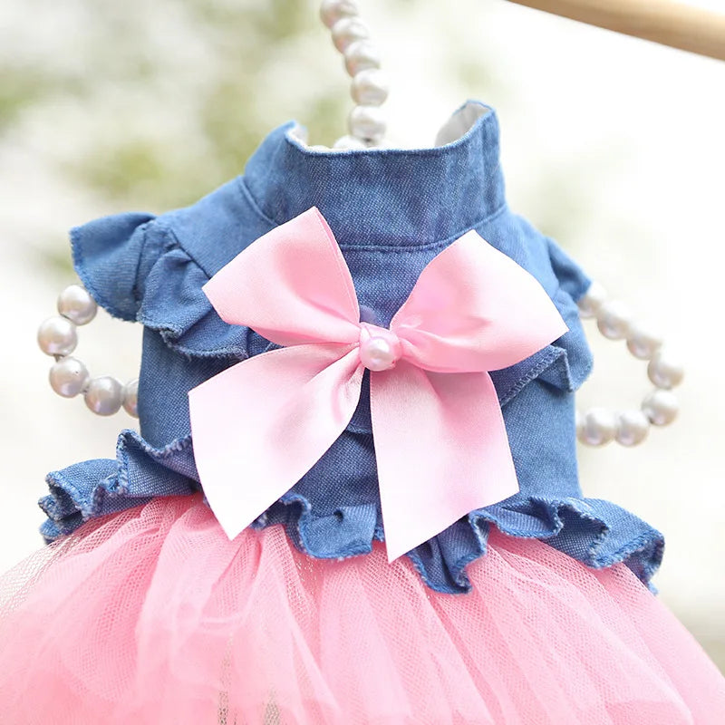 Denim Sphynx Cat Dress Skirt Summer Girl Female Pet Clothes for Cats Gotas Kitten Garfield Dresses mascotas Costume Dog Clothing