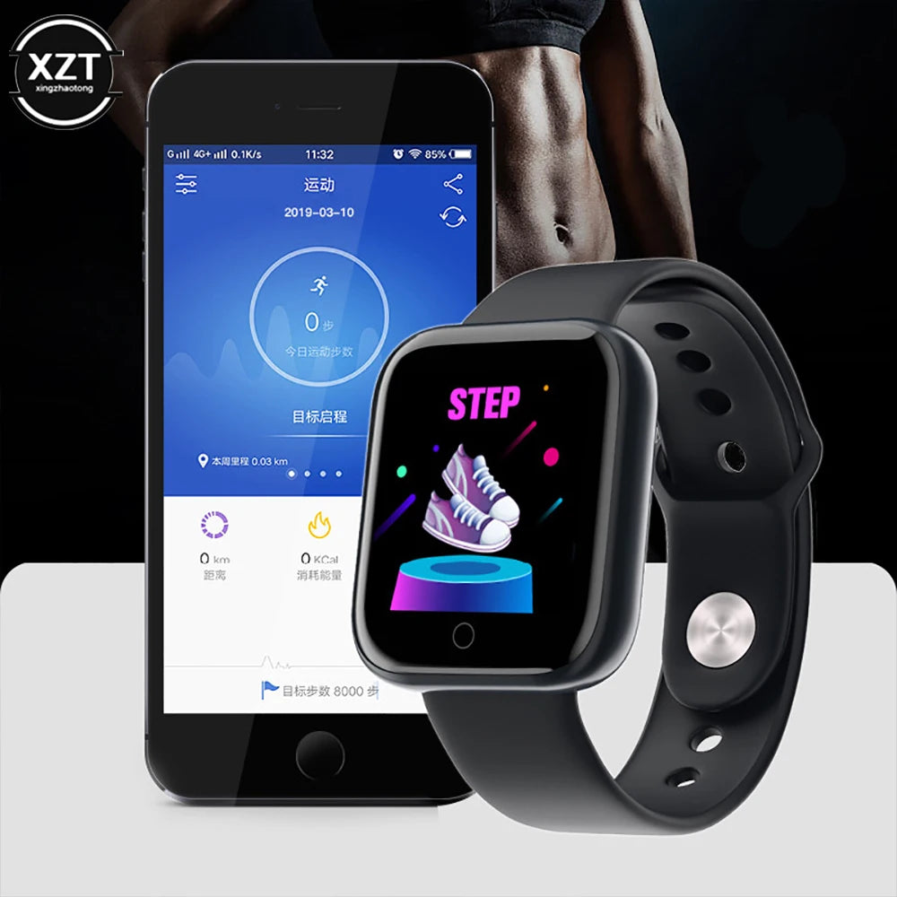 I YAN Y68 color screen sport watch with pedometer, heart rate, blood pressure, fitness tracker, suitable for children and adults.