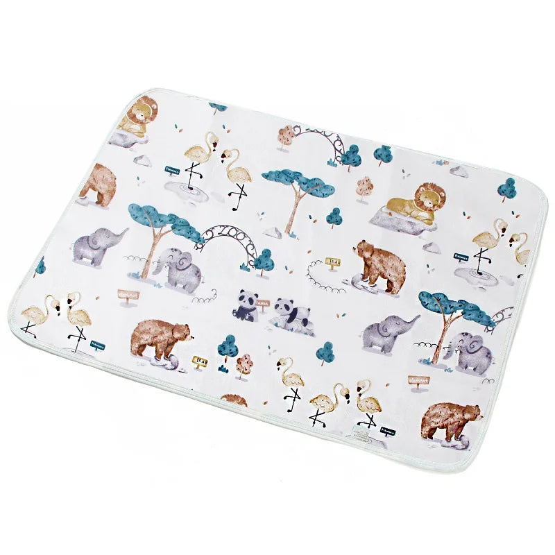 Waterproof baby changing pad cover by I YAN, reusable bed pad and travel mattress protector for diaper changes.