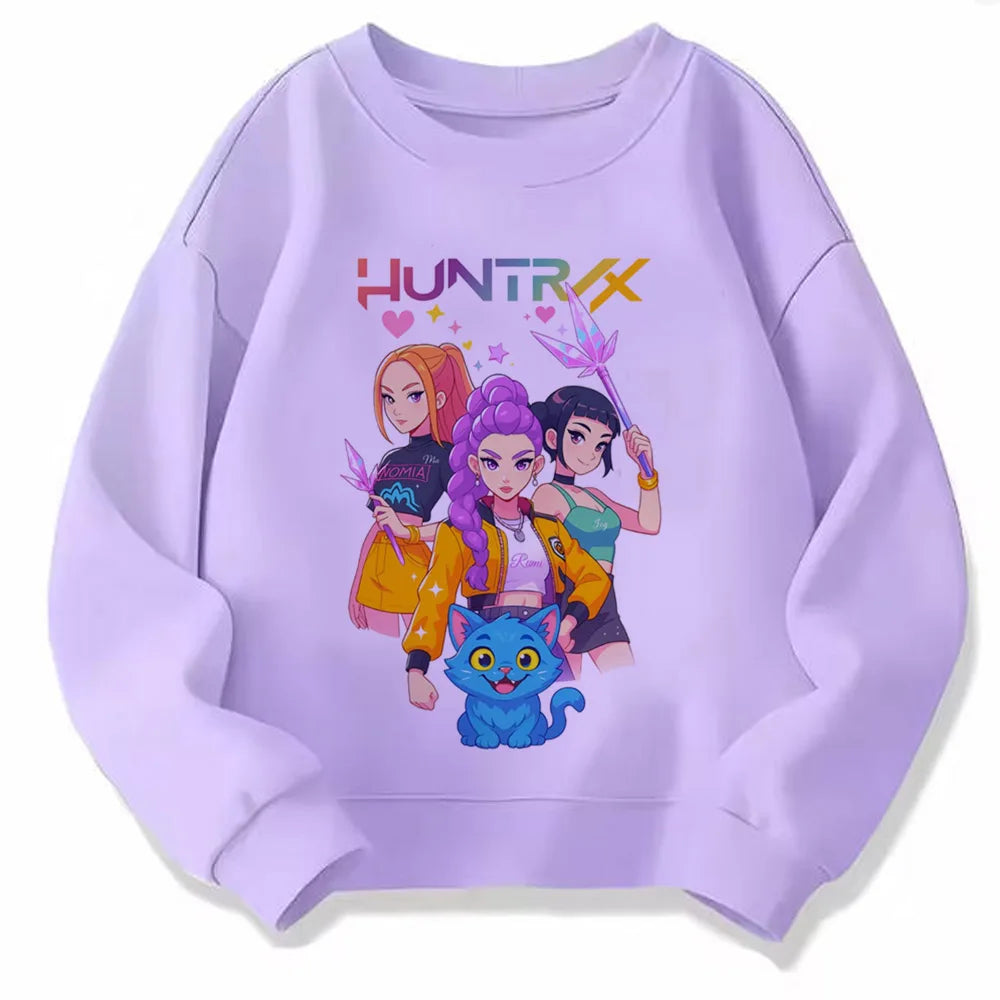 Movie Fans Gift Hoodie Girls Kids Huntrix Kpop Demon Hunters Children's Sweatshirt Cute Tiger Harajuku Hoody for Boys Girls