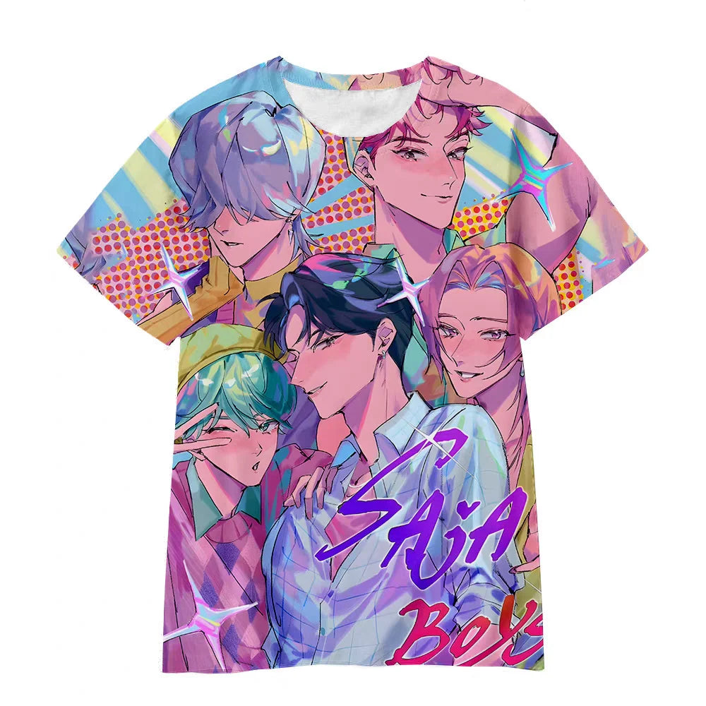 2026 New Girls KPOP Print Short Sleeve T-Shirt Cute Cartoon Graphic Tee Kids Summer 3D Printed Breathable Comfortable Casual Top
