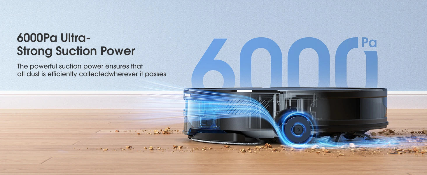 Lubluelu B40 Robot Vacuum and Mop Cleaner, 6000Pa Strong Suction, 180 Mins Long Runtime, APP Control Smart Mapping, 34 No-Go Zon