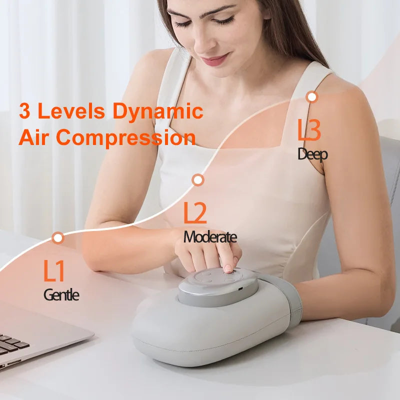 2025 New Electric Hand Massager Home Finger Joint Airbag Kneading Hot Compress Massage Artifact