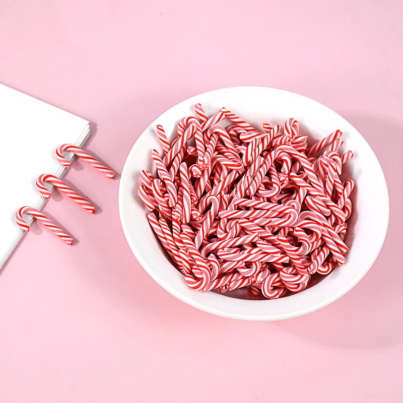 10/30/50Pcs Mini Candy Cane Christmas Decoration Red White Resin Candy DIY Crafts Xmas Pendant Navidad Home Decor 2025 New Year
