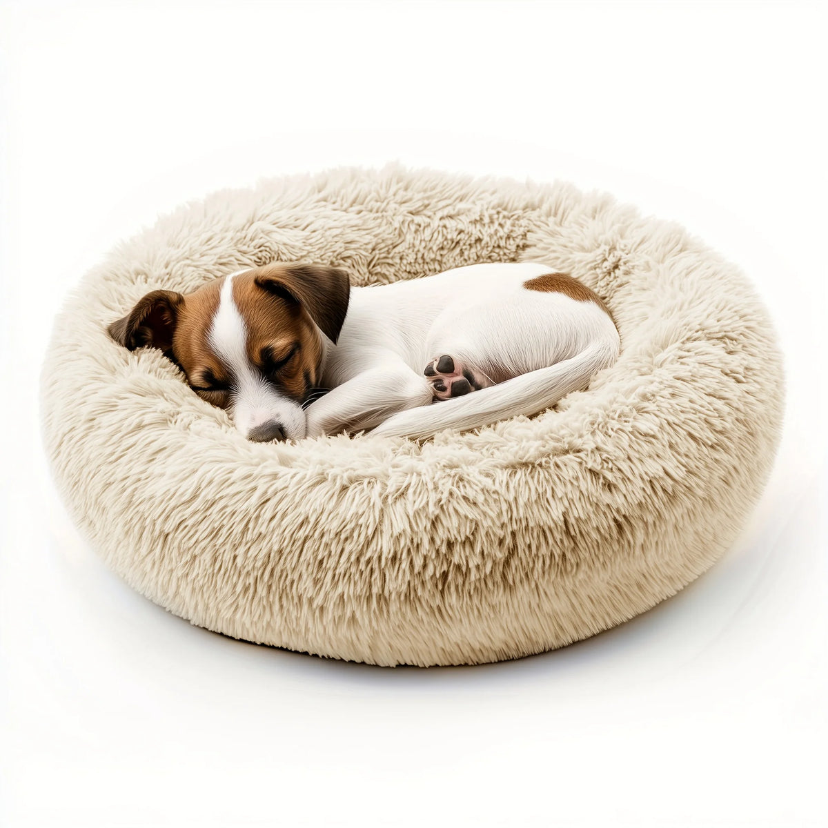 Soft washable donut dog bed for small dogs and cats by I YAN, lightweight, machine-friendly, with a non-slip base.