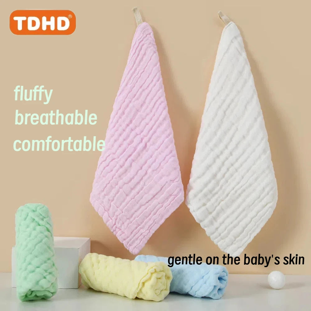 Baby Gauze Saliva Towels 5-Pack Pure Cotton 6-Layer – Absorbent Burp Cloths for Newborns 0-12M - I YAN