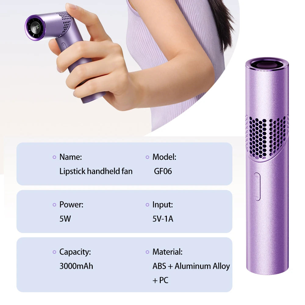 Foldable handheld small fan Outdoor mini high-speed with 199 levels portable USB charging foldable lipstick mini fan