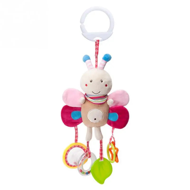 Soft plush giraffe and zebra handbells with rattles and teether for infants, baby developmental toy from I YAN.