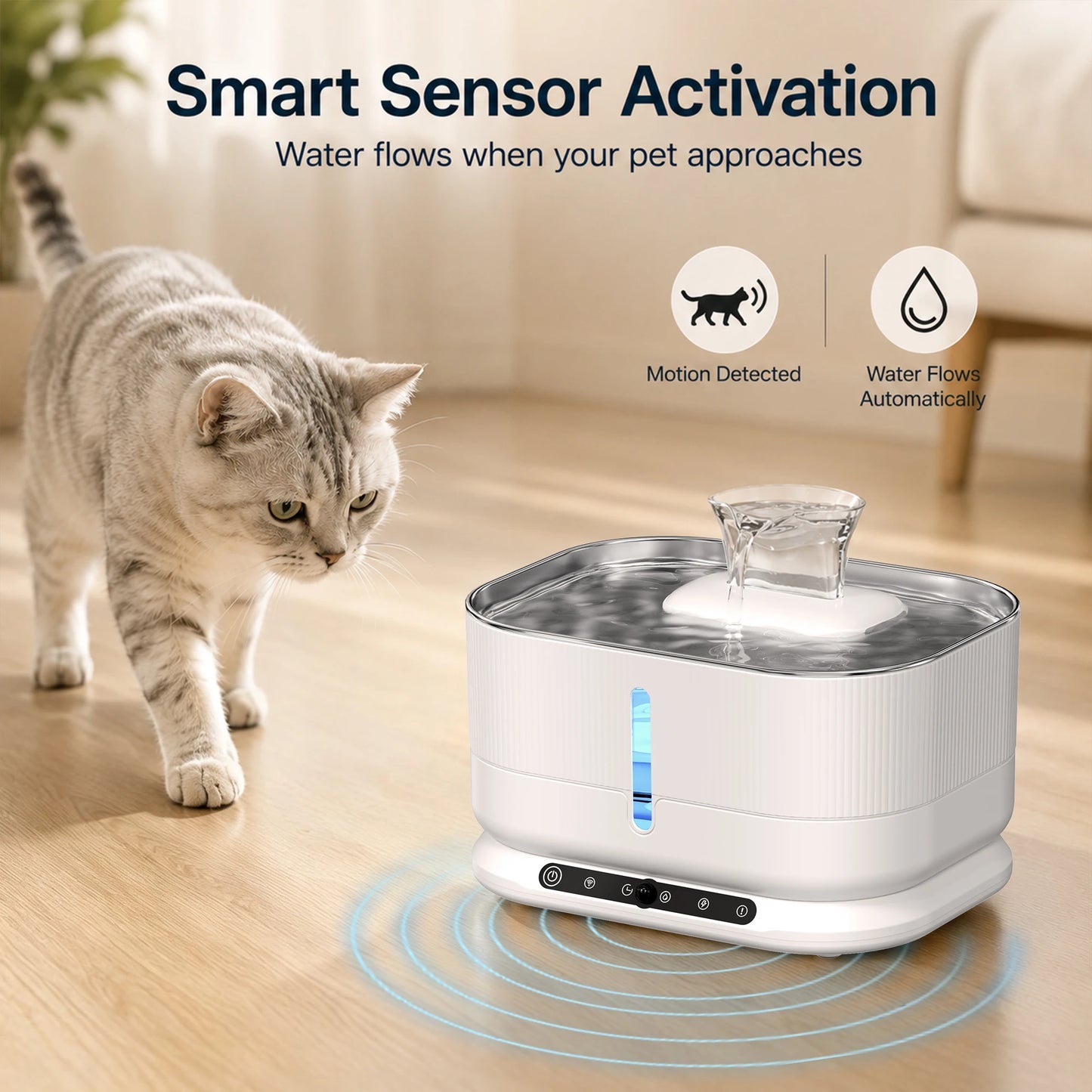Cordless Cat Water Fountain 3.5L 8000mAh Rechargeable Wireless Pet Water Dispenser Separate Water & Electricity Safe Automatic Circulating Drinking Fountain for Cats Small Dogs