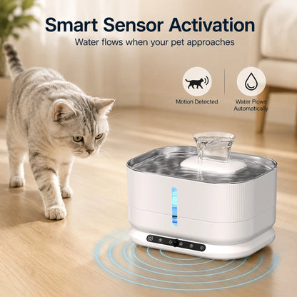 Cordless Cat Water Fountain 3.5L 8000mAh Rechargeable Wireless Pet Water Dispenser Separate Water & Electricity Safe Automatic Circulating Drinking Fountain for Cats Small Dogs